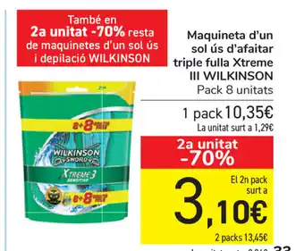Carrefour Wilkinson Maquineta d'un sol ús d'afaitar triple fulla Xtreme oferta