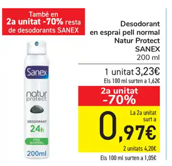 Carrefour Sanex Natur Protect Desodorant en esprai pell normal 200ml oferta