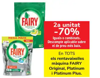 Carrefour Fairy els rentavaixelles máquina Original, Platinum i Platinum Plus oferta