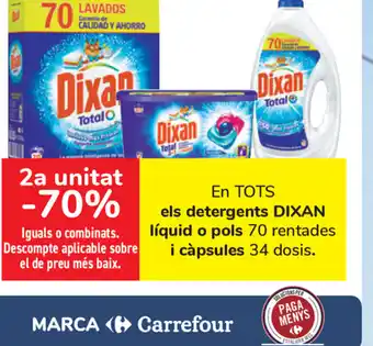 Carrefour Dixan liquid o pols els Detergents oferta