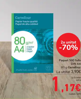 Carrefour Carrefour Din A4 Paquet 500 fulls 80g oferta