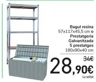 Carrefour bagul resina 57x117x45,5cm o Prestatgeria Galvanitzada 5 prestatges 18x90x40cm oferta