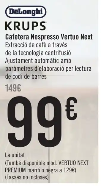 Carrefour KRUPS Caftera Nespresso Vertou NExt oferta