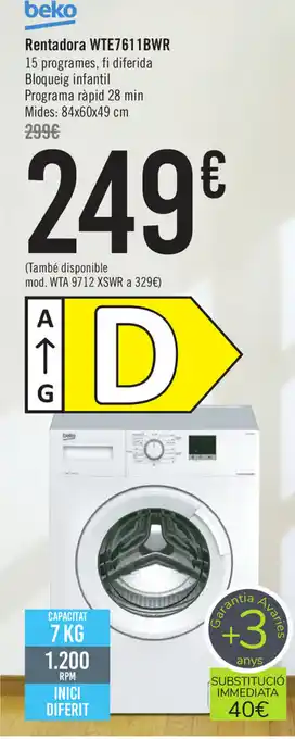 Carrefour Beko Rentadora WTE611BWR oferta