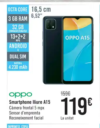 Carrefour Oppo Smartphon illiure A15 oferta