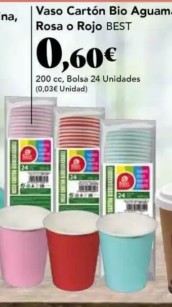 Gadis Vaso Cartón Bio Aguam Rosa O Rojo Best oferta