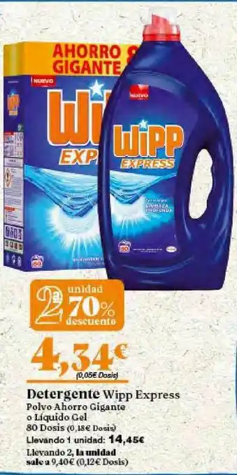 Gadis 2a Unidad 70% Descuento Detergente Wipp Express oferta