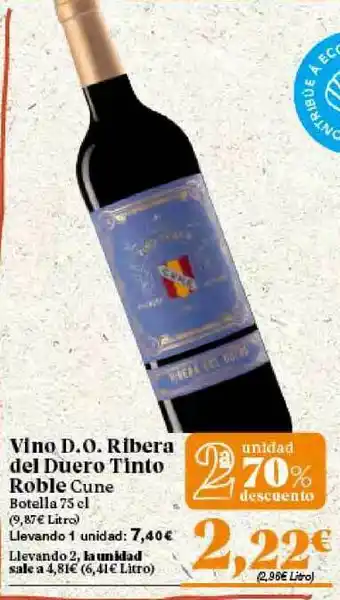 Gadis 2a Unidad 70% Descuento Vino D.o. Ribera Del Duero Tinto Roble Cune oferta