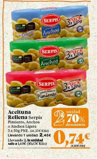 Gadis 2a Unidad 70% Descuento Aceituna Rellena Serpis oferta