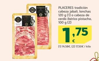 HiperDino Placeres tradición cabeza jabalí , lonchas o cabeza de cerdo ibérico pistacho oferta