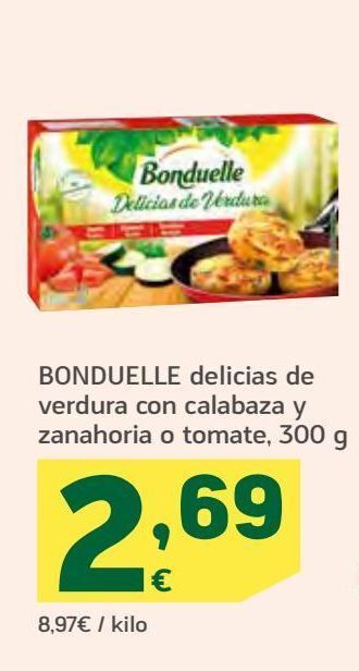 HiperDino Bonduelle delicias de verdura con calabaza y zanahoria o tomate oferta