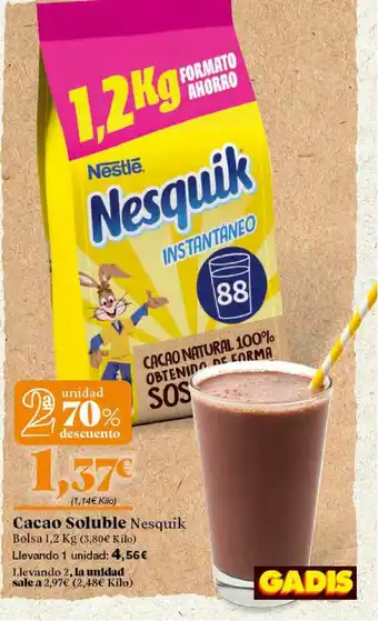 Gadis 2a Unidad 70% Descuento Cacao Soluble Nesquik oferta
