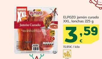 HiperDino Elpozo jamón curado xxl, lonchas oferta