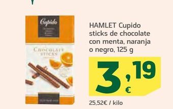 HiperDino Hamlet cupido sticks de chocolate con menta, naranja o negro oferta