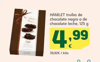 HiperDino Hamlet trufas de chocolate negro o de chocolate leche oferta