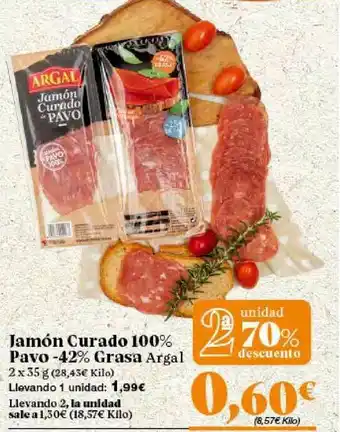 Gadis 2a Unidad 70% Descuento Jamón Curado 100% Pavo -42% Grasa Argal oferta