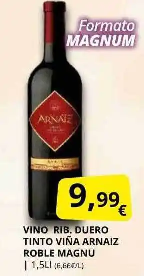 Supermercados MAS Vino rib. duero tinto viña arnaiz roble magnu oferta
