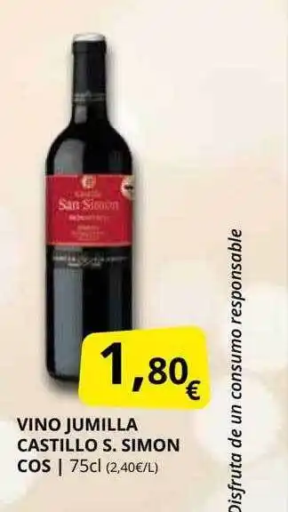 Supermercados MAS Vino jumilla castillo s. simon cos oferta