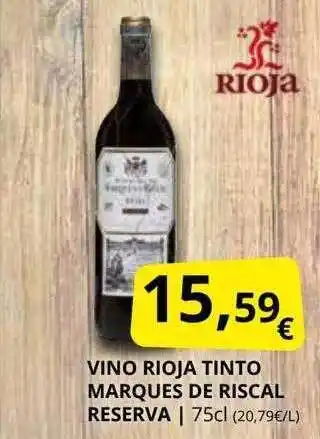 Supermercados MAS Vino rioja tinto marques de riscal reserva oferta