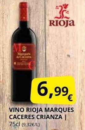 Supermercados MAS Vino rioja marques caceres crianza oferta
