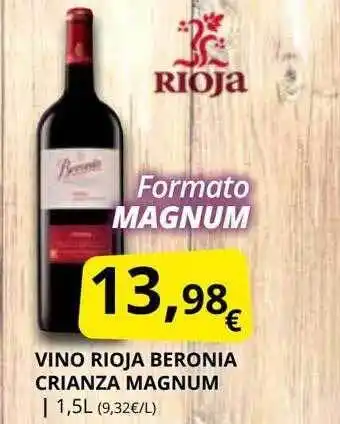 Supermercados MAS Vino rioja beronia crianza magnum oferta