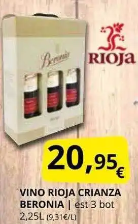 Supermercados MAS Vino rioja crianza beronia oferta