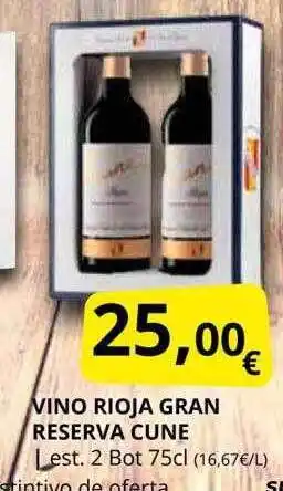 Supermercados MAS Vino rioja gran reserva cune oferta