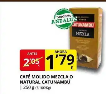Supermercados MAS Afé molido mezcla o natural catunambú oferta