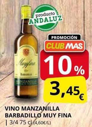 Supermercados MAS Vino manzanilla barbadillo muy fina oferta