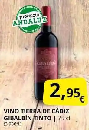 Supermercados MAS Vino tierrra de cádiz gibalbín tinto oferta