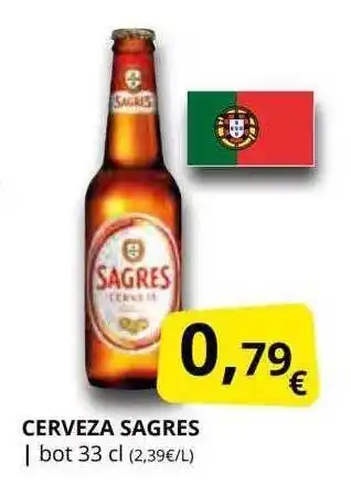 Supermercados MAS Cerveza sagres oferta