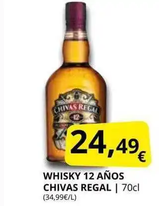 Supermercados MAS Whisky 12 años chivas regal oferta