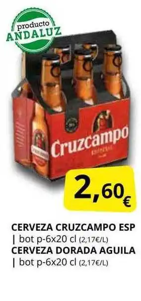 Supermercados MAS Cerveza cruzcampo esp cerveza dorada aguila oferta