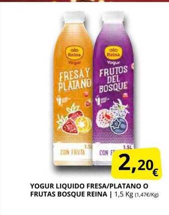 Supermercados MAS Yogur liquido fresa platano o frutas bosque reina oferta