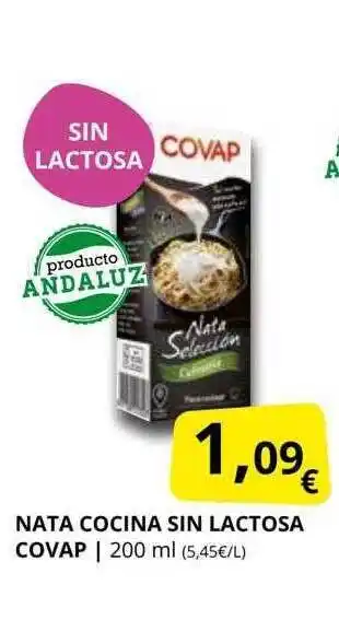 Supermercados MAS Nata cocina sin lactosa covap oferta