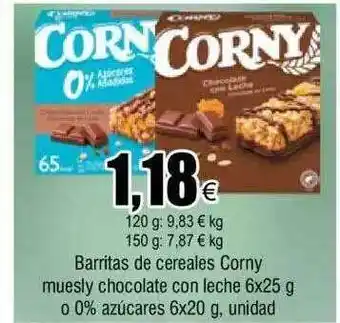 FROIZ Barritas de cereales corny muesly chocolate con leche o 0% azucares oferta