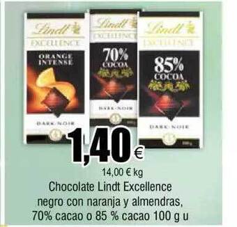 FROIZ Chocolate lindt excellence negro con naranja y almendras 70% cacao o 85% cacao oferta