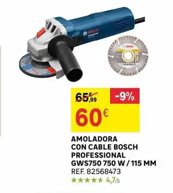 Leroy Merlin Amoladora con cable bosch professional gws750 750 w - 115mm oferta