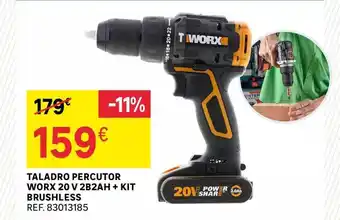 Leroy Merlin Taladro percutor worx 20v 2b2ah + kit brushless oferta