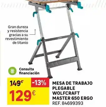 Leroy Merlin Mesa de trabajo plegable wolfcraft master 650 ergo oferta