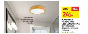 Leroy Merlin Pláfon led madera 18 w 1.350 lúmenes ip44 oferta