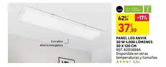 Leroy Merlin Panel led anvik 30 w 4.000 lúmenes 30 x 120 cm oferta