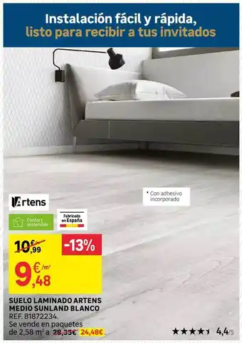Leroy Merlin Suelo laminado artens medio sunland blanco oferta