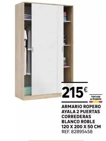 Leroy Merlin Armario ropero aya la 2 puertas correderas blanco roble 120 x 200 x 50 cm oferta