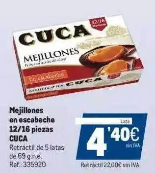 Makro Mejillones en escabeche 12-16 piezas cuca oferta