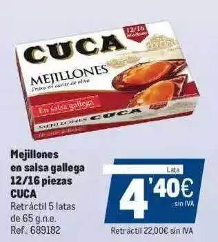 Makro Mejillones en salsa gallega 12-16 piezas cuca oferta