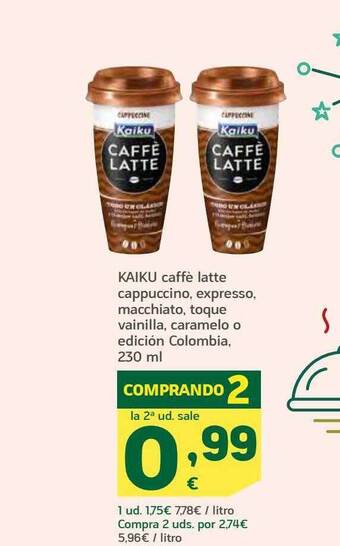HiperDino Kaiku caffè latte cappuccino expresso macchiato toque vainilla caramelo o edición colombia oferta