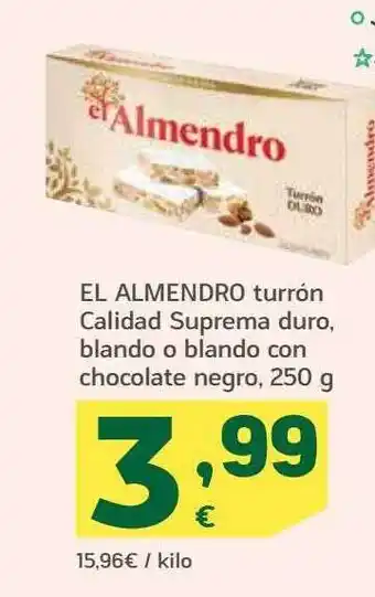 HiperDino El almendro turrón calidad suprema duro blando o blando con chocolate negro oferta