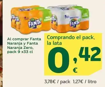 HiperDino Al comprar fanta naranja y fanta naranja zero pack 9 x 33 cl oferta