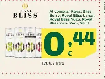 HiperDino Al comprar royal bliss berry, royal bliss limón, royal bliss yuzu, royal bliss yuzu zero oferta